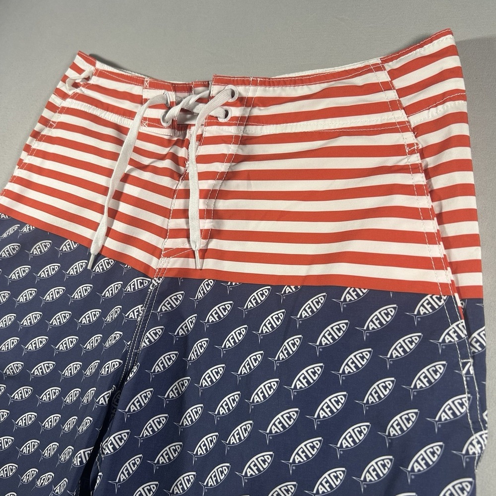 Mens AFTCO‎ Board Shorts 4th July USA Flag Red White Blue Swim Trunks 30 Summer - Picture 2 of 9